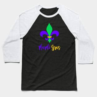 Fun Mardi Gras Fleur-de-lis Baseball T-Shirt